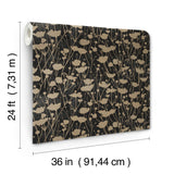 Ronald Redding Designs Shimmering Poppies Black & Gold Wallpaper