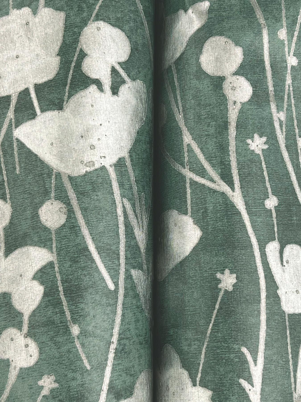 Ronald Redding Designs Shimmering Poppies Green & Silver Wallpaper