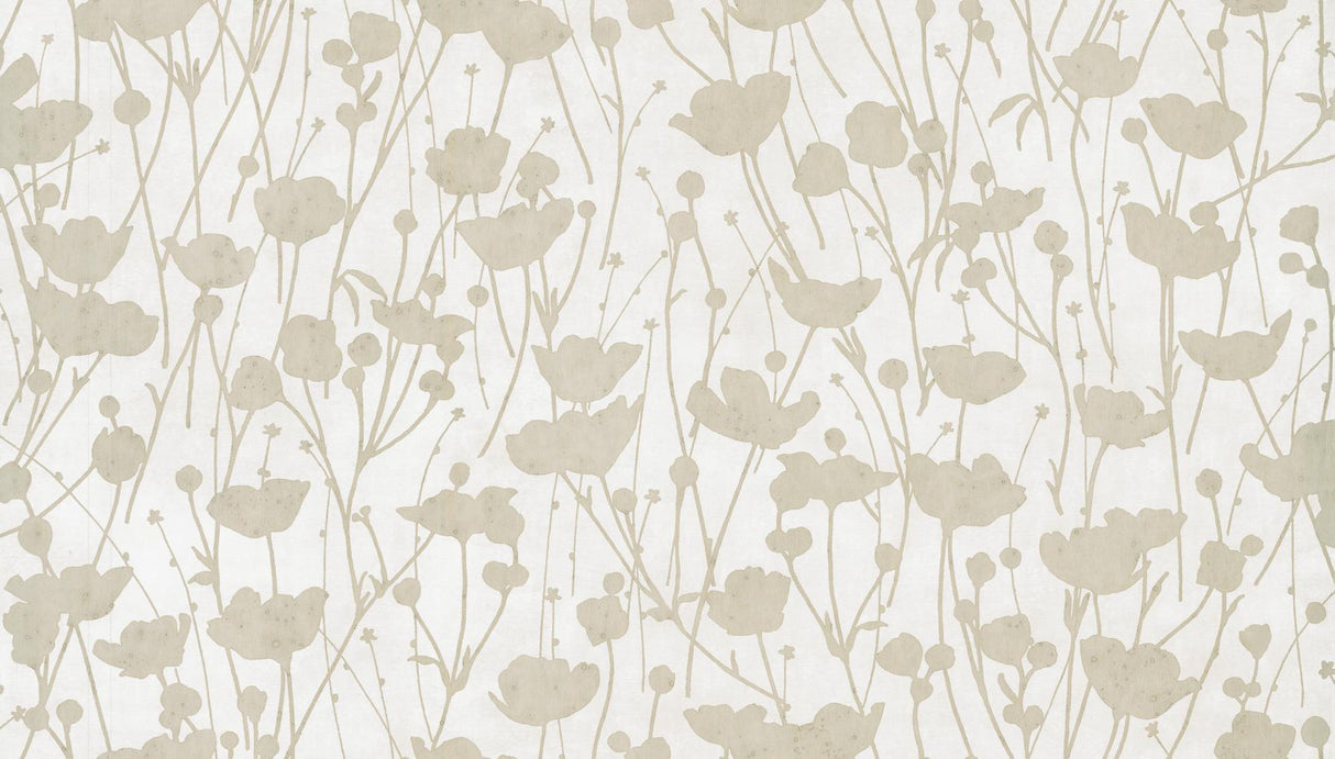 Ronald Redding Designs Shimmering Poppies White & Gold Wallpaper