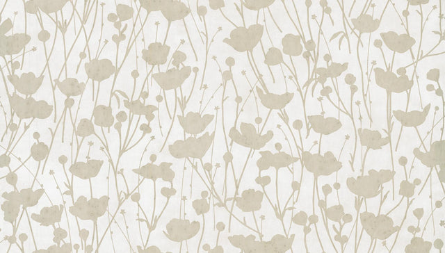 Ronald Redding Designs Shimmering Poppies White & Gold Wallpaper