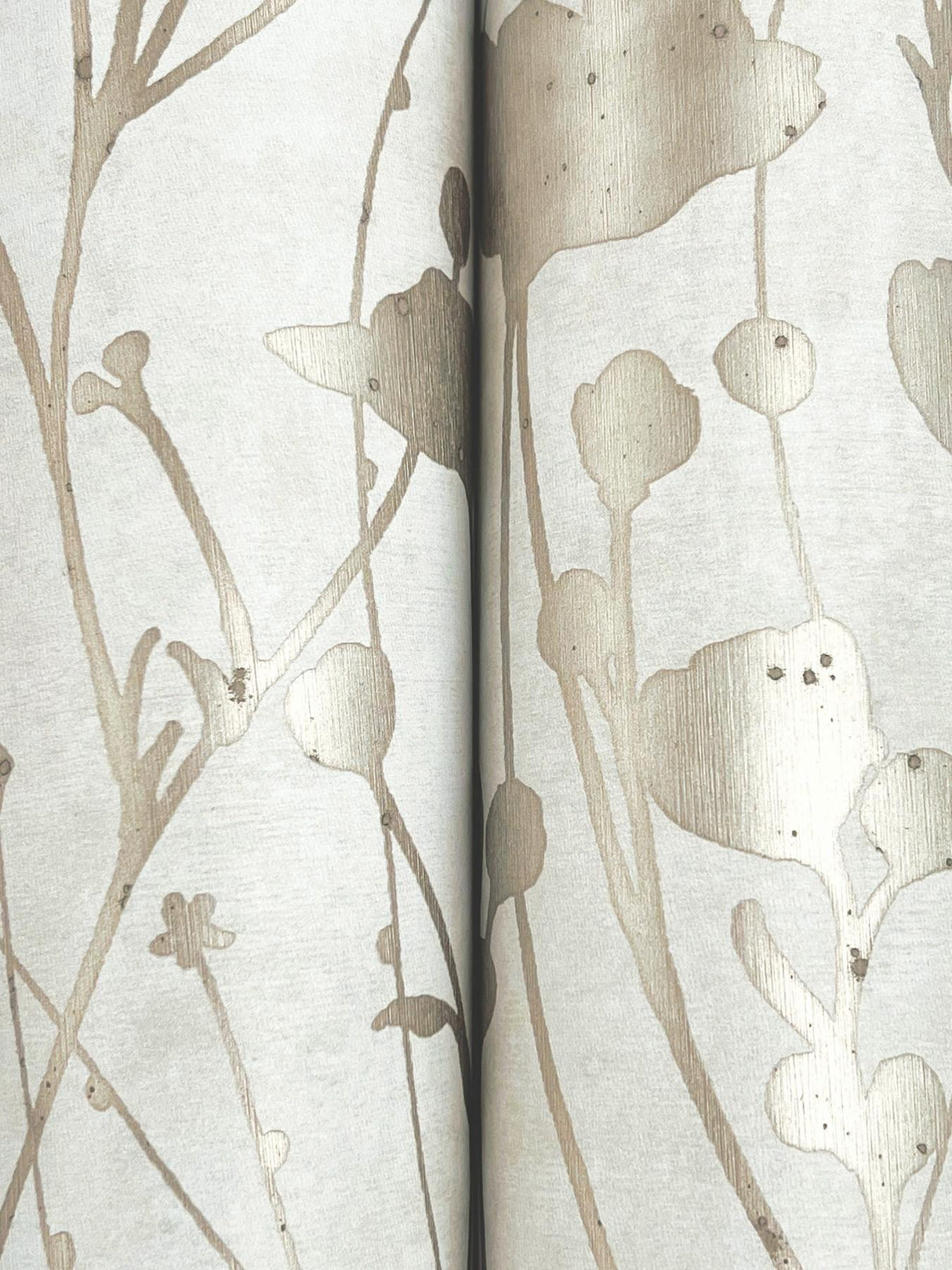 Ronald Redding Designs Shimmering Poppies White & Gold Wallpaper