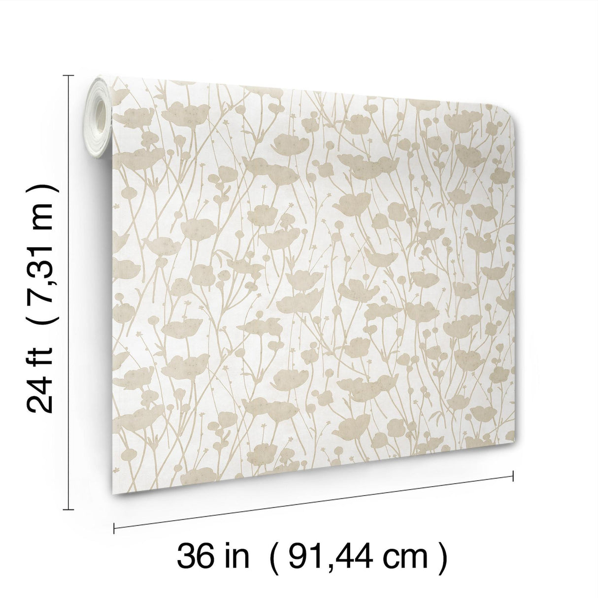 Ronald Redding Designs Shimmering Poppies White & Gold Wallpaper