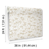 Ronald Redding Designs Shimmering Poppies White & Gold Wallpaper