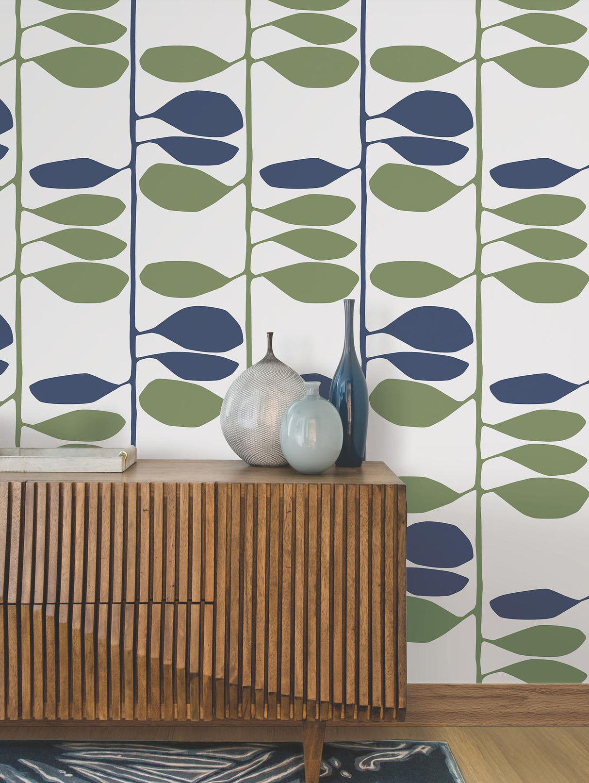 York Wallcoverings Sculpted Vines Alpine & Ultramarine Wallpaper