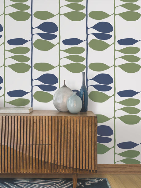 York Wallcoverings Sculpted Vines Alpine & Ultramarine Wallpaper