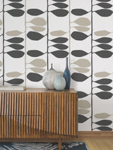 York Wallcoverings Sculpted Vines Carbon & Linen Wallpaper