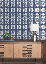 York Wallcoverings Mimosa Fleur Ultramarine Wallpaper