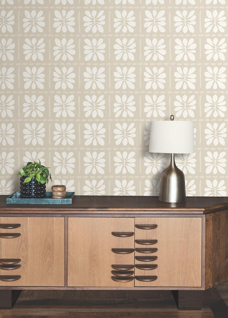 York Wallcoverings Mimosa Fleur Nude Wallpaper