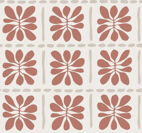 York Wallcoverings Mimosa Fleur Terracotta Wallpaper