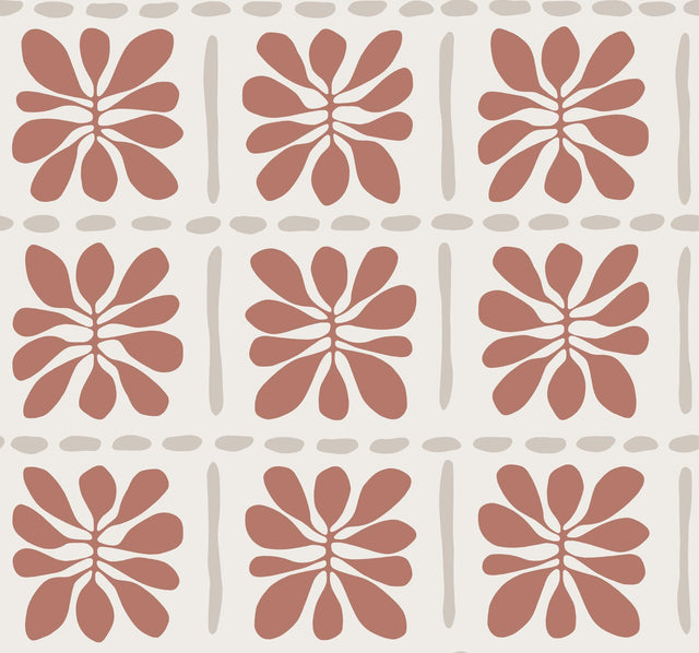 York Wallcoverings Mimosa Fleur Terracotta Wallpaper
