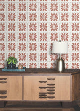 York Wallcoverings Mimosa Fleur Terracotta Wallpaper