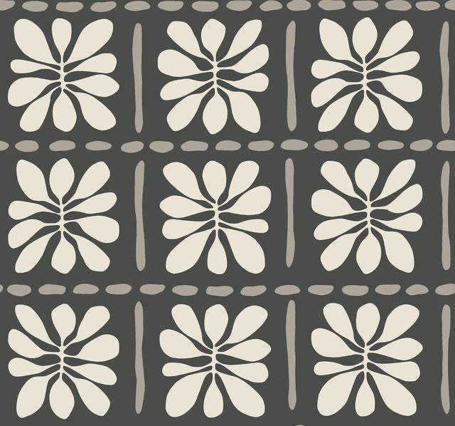 York Wallcoverings Mimosa Fleur Carbon Black Wallpaper