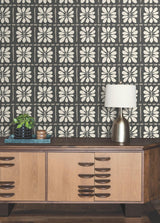 York Wallcoverings Mimosa Fleur Carbon Black Wallpaper