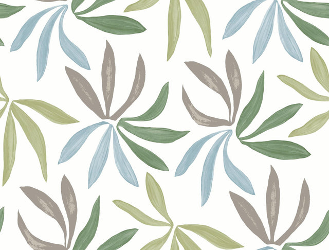 York Wallcoverings Little Garden Alpine & Sky & Silver Wallpaper