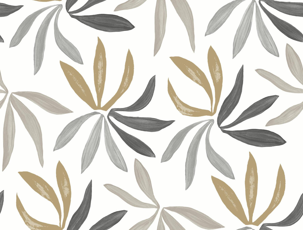 York Wallcoverings Little Garden Graphite & Gold Wallpaper