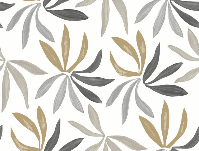 York Wallcoverings Little Garden Graphite & Gold Wallpaper