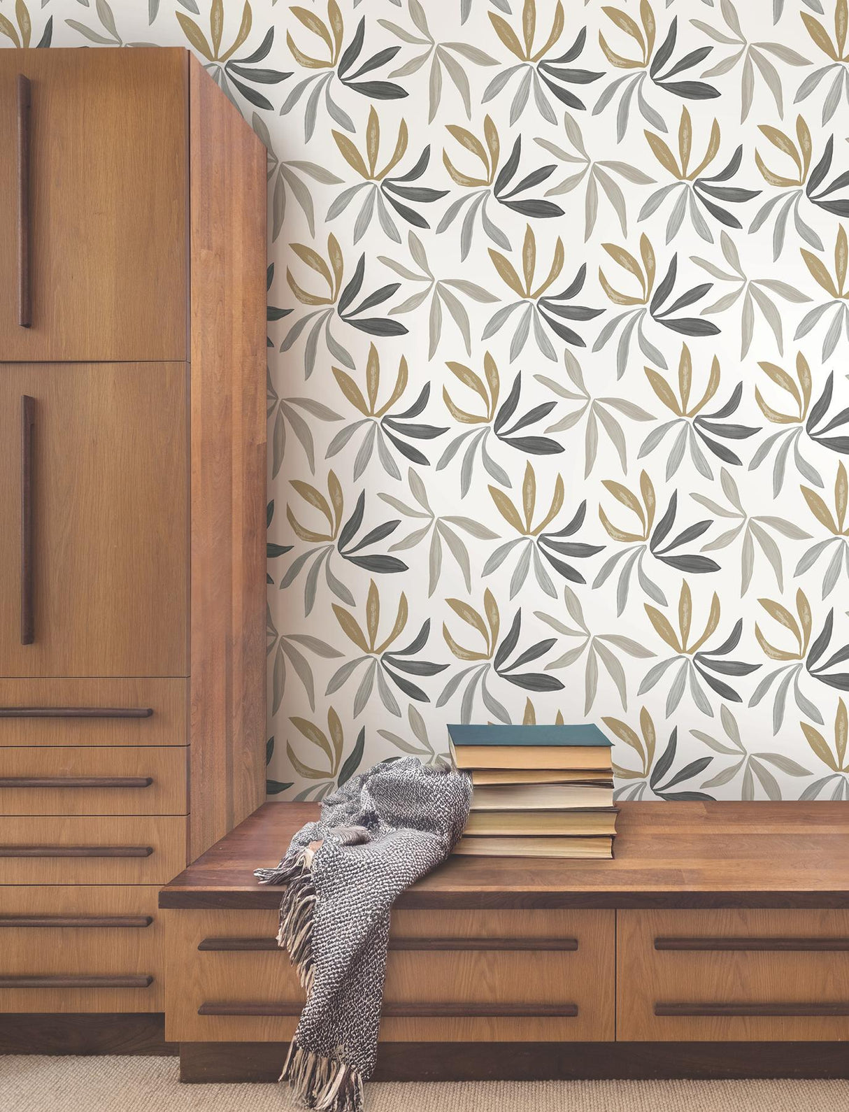 York Wallcoverings Little Garden Graphite & Gold Wallpaper