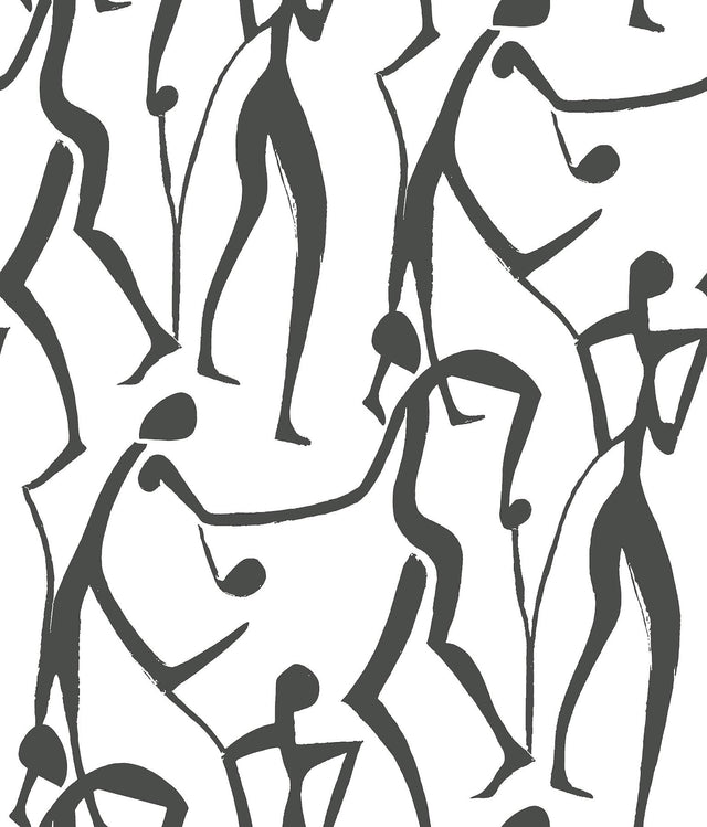 York Wallcoverings Joyful Dancers Carbon Black Wallpaper