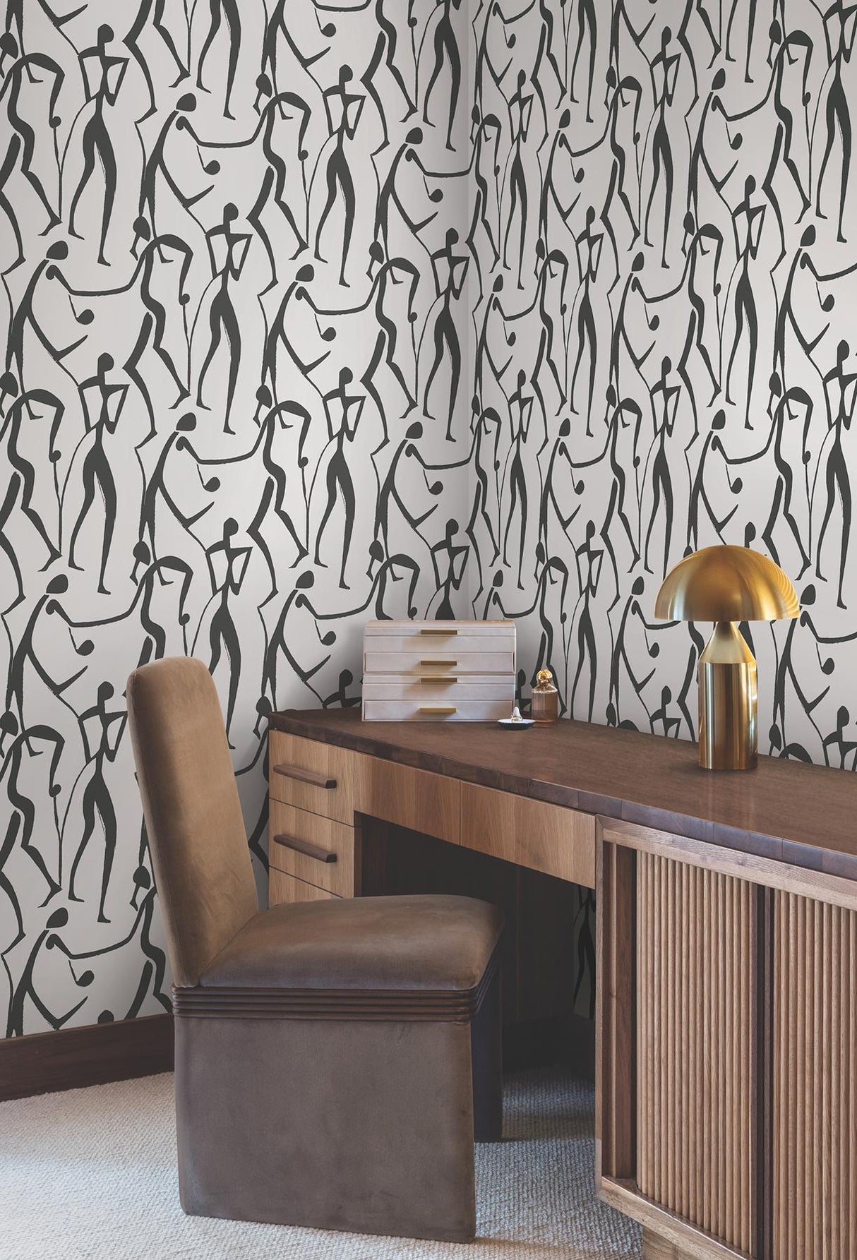 York Wallcoverings Joyful Dancers Carbon Black Wallpaper