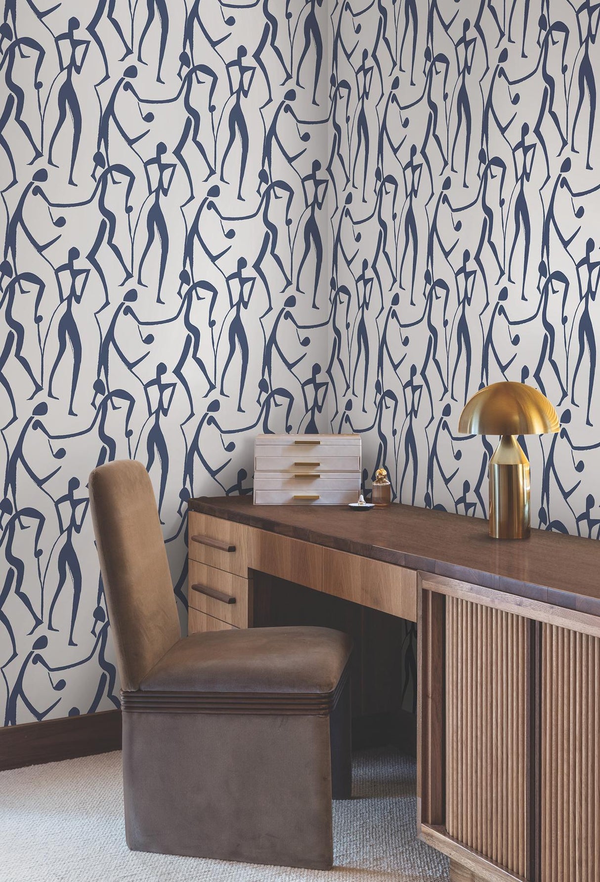 York Wallcoverings Joyful Dancers Ultramarine Wallpaper