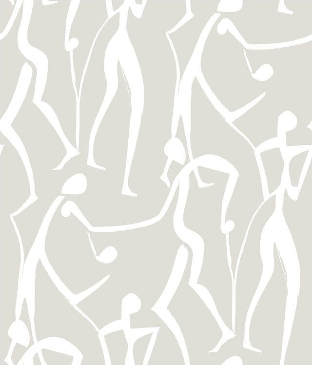York Wallcoverings Joyful Dancers Lichen Grey Wallpaper