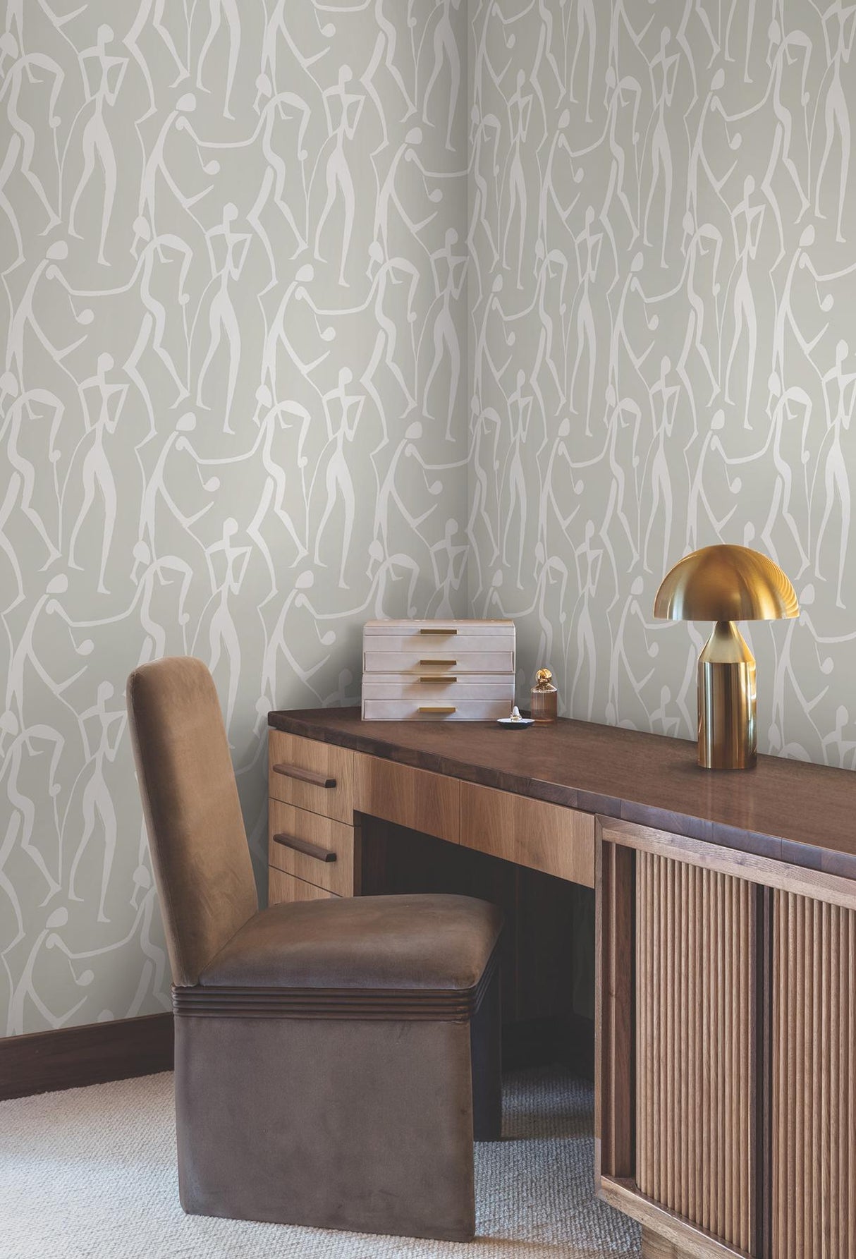 York Wallcoverings Joyful Dancers Lichen Grey Wallpaper