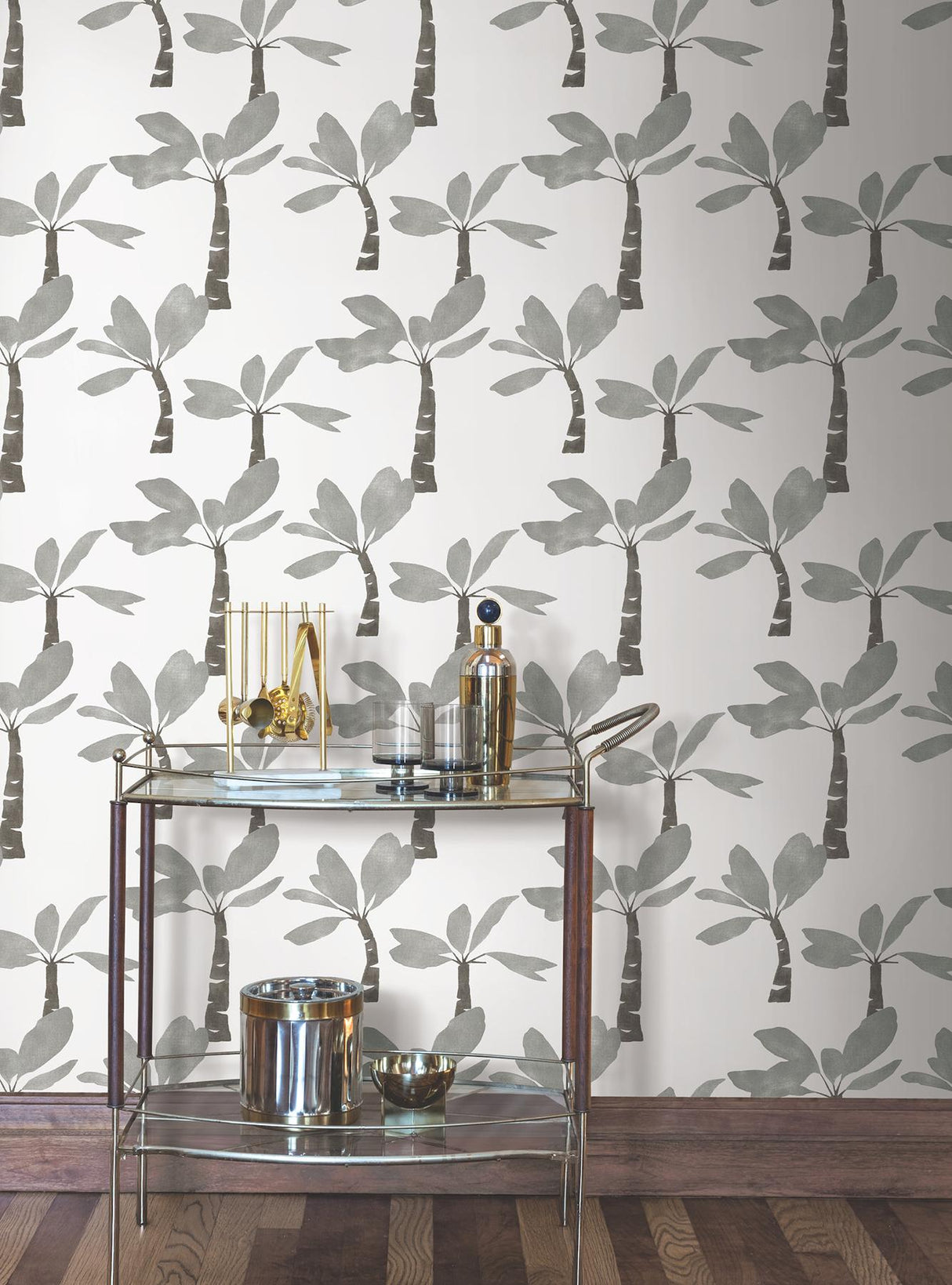 York Wallcoverings Painted Oasis Carbon & Graphite Wallpaper