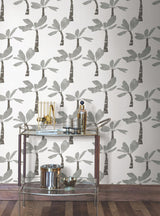 York Wallcoverings Painted Oasis Carbon & Graphite Wallpaper
