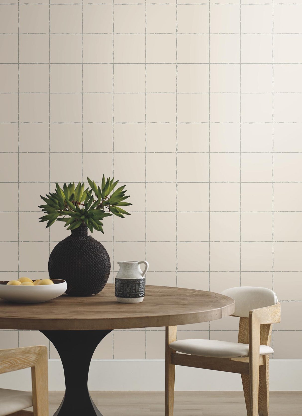 York Wallcoverings La Vitre Plaid Lichen Grey Wallpaper