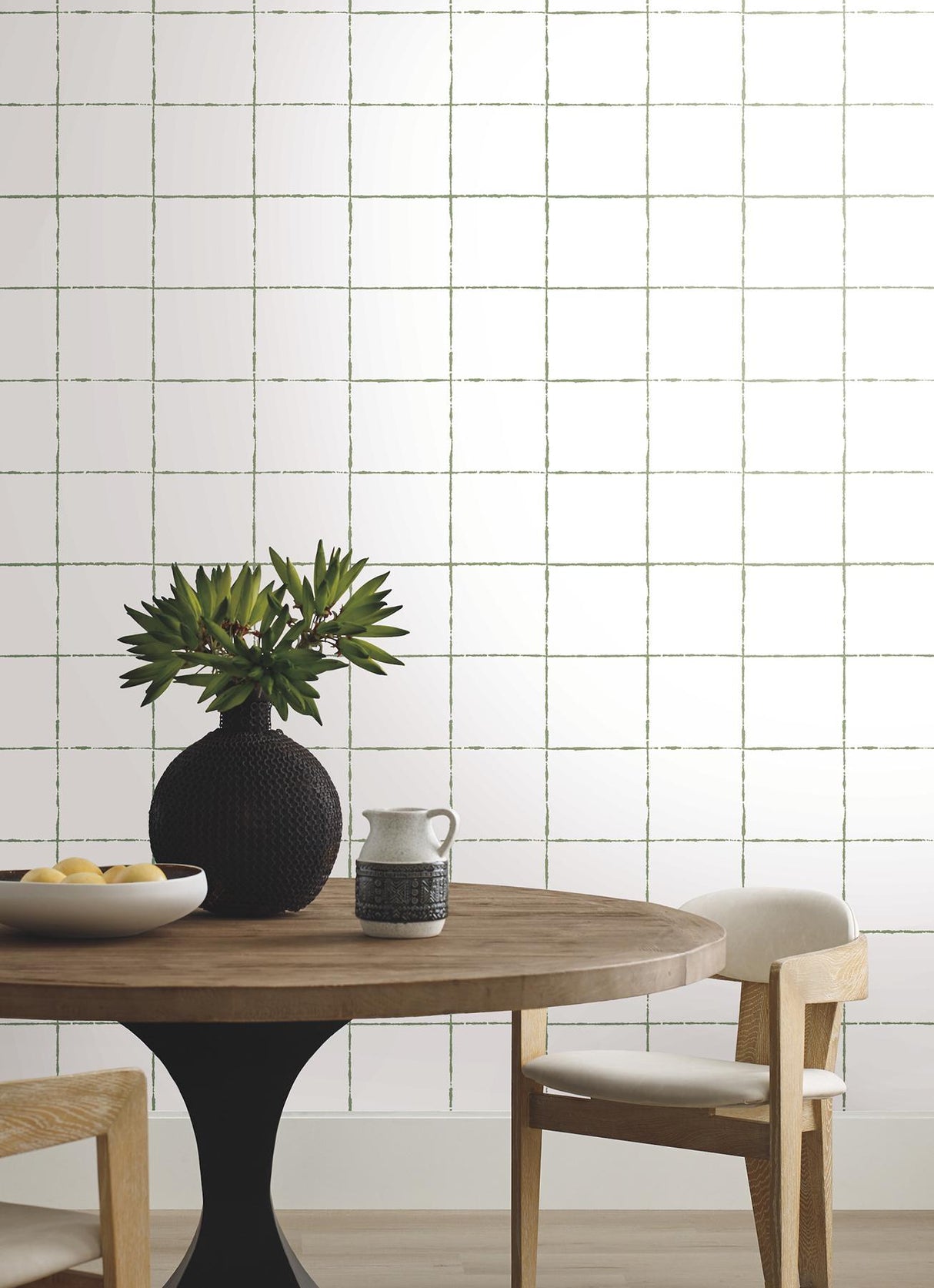 York Wallcoverings La Vitre Plaid Leaf Wallpaper