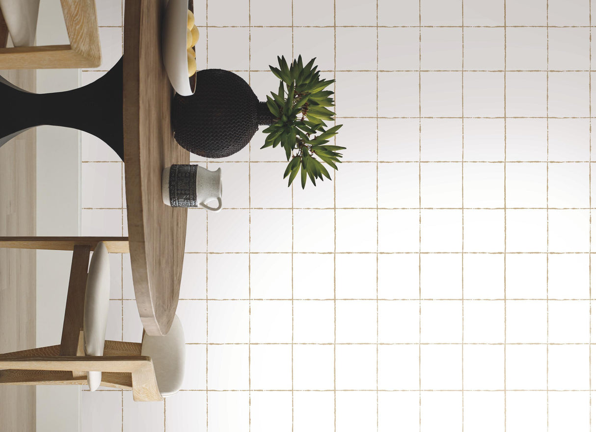 York Wallcoverings La Vitre Plaid Gold Wallpaper