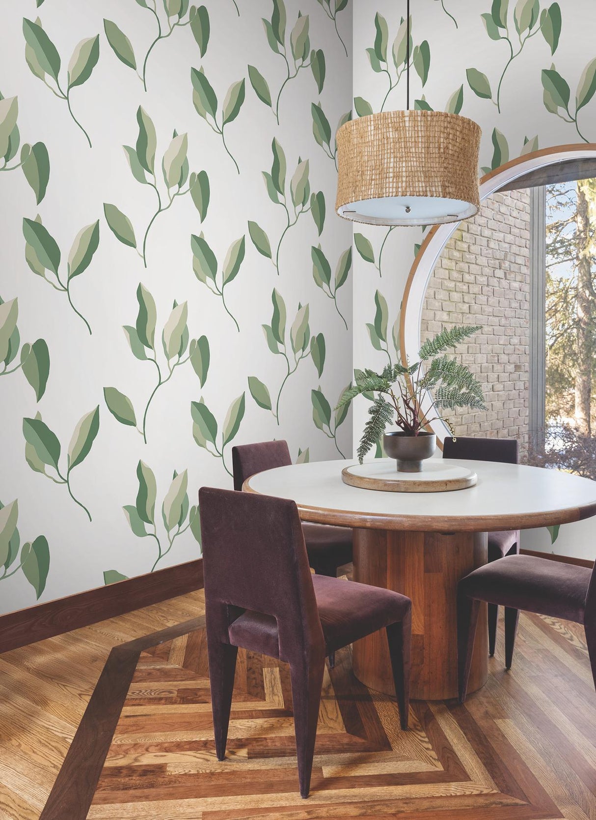 York Wallcoverings Brushwork Branches Leaf Green Wallpaper