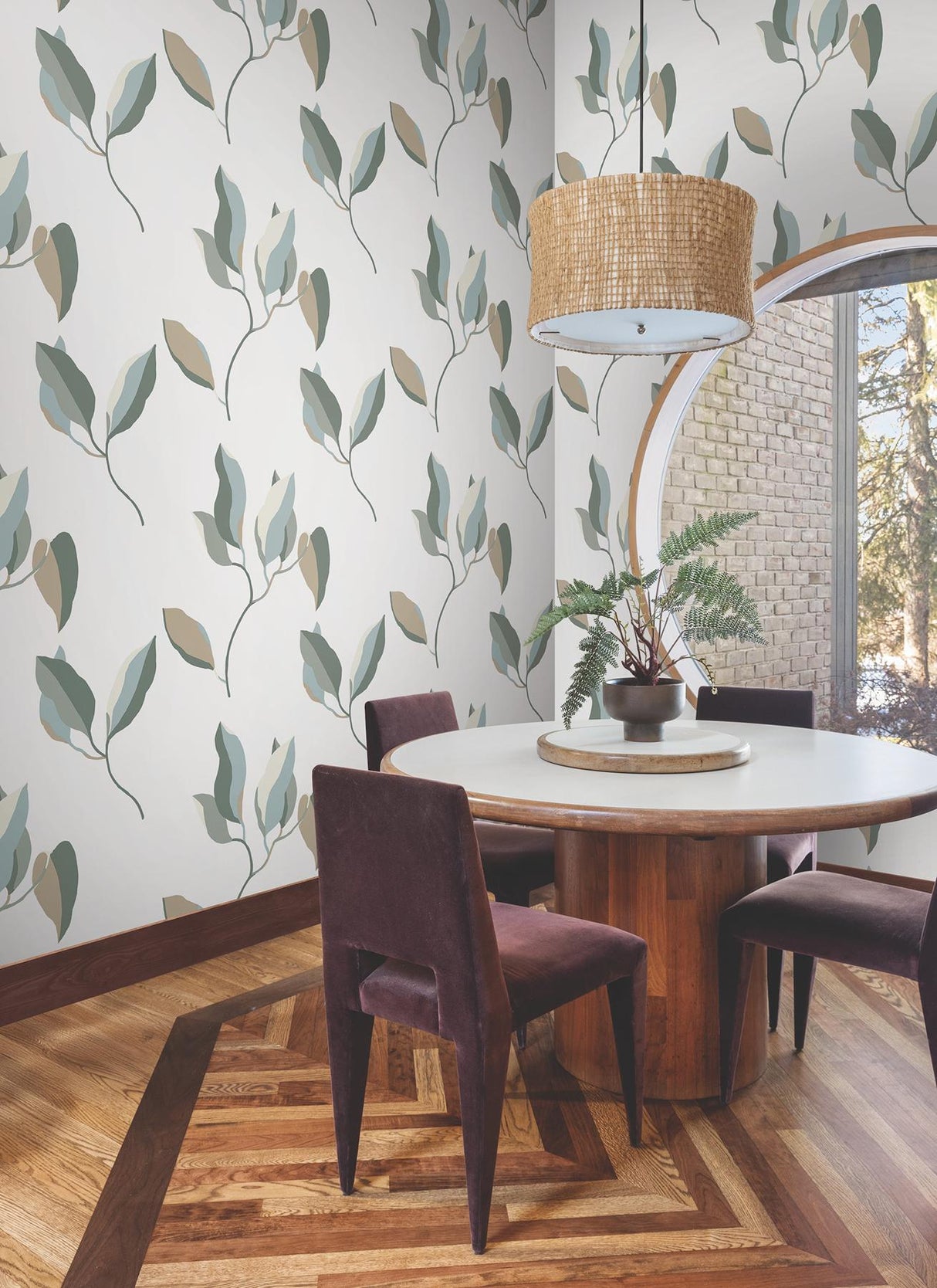 York Wallcoverings Brushwork Branches Mineral & Olive Wallpaper