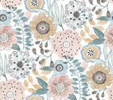York Wallcoverings Artistic Bouquet Ochre & Ocean Wallpaper