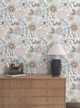 York Wallcoverings Artistic Bouquet Ochre & Ocean Wallpaper