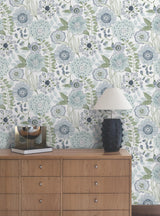 York Wallcoverings Artistic Bouquet Alpine & Leaf Wallpaper
