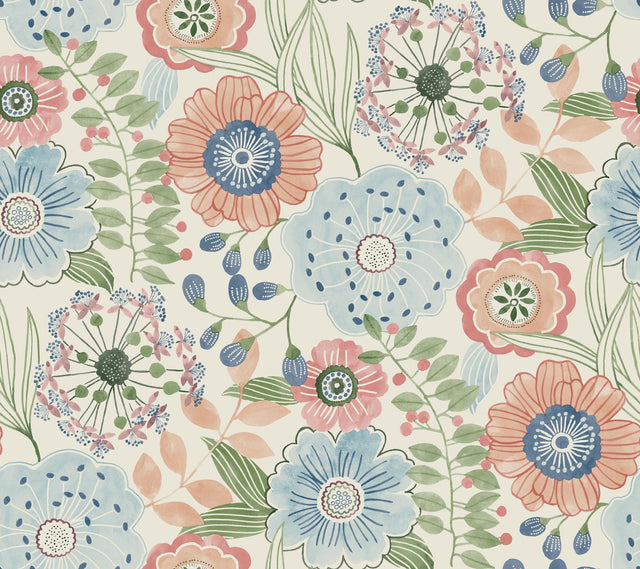 York Wallcoverings Artistic Bouquet Multicolor Wallpaper