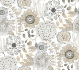 York Wallcoverings Artistic Bouquet Neutral Wallpaper