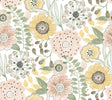 York Wallcoverings Artistic Bouquet Coral & Lemon Wallpaper