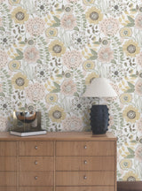 York Wallcoverings Artistic Bouquet Coral & Lemon Wallpaper