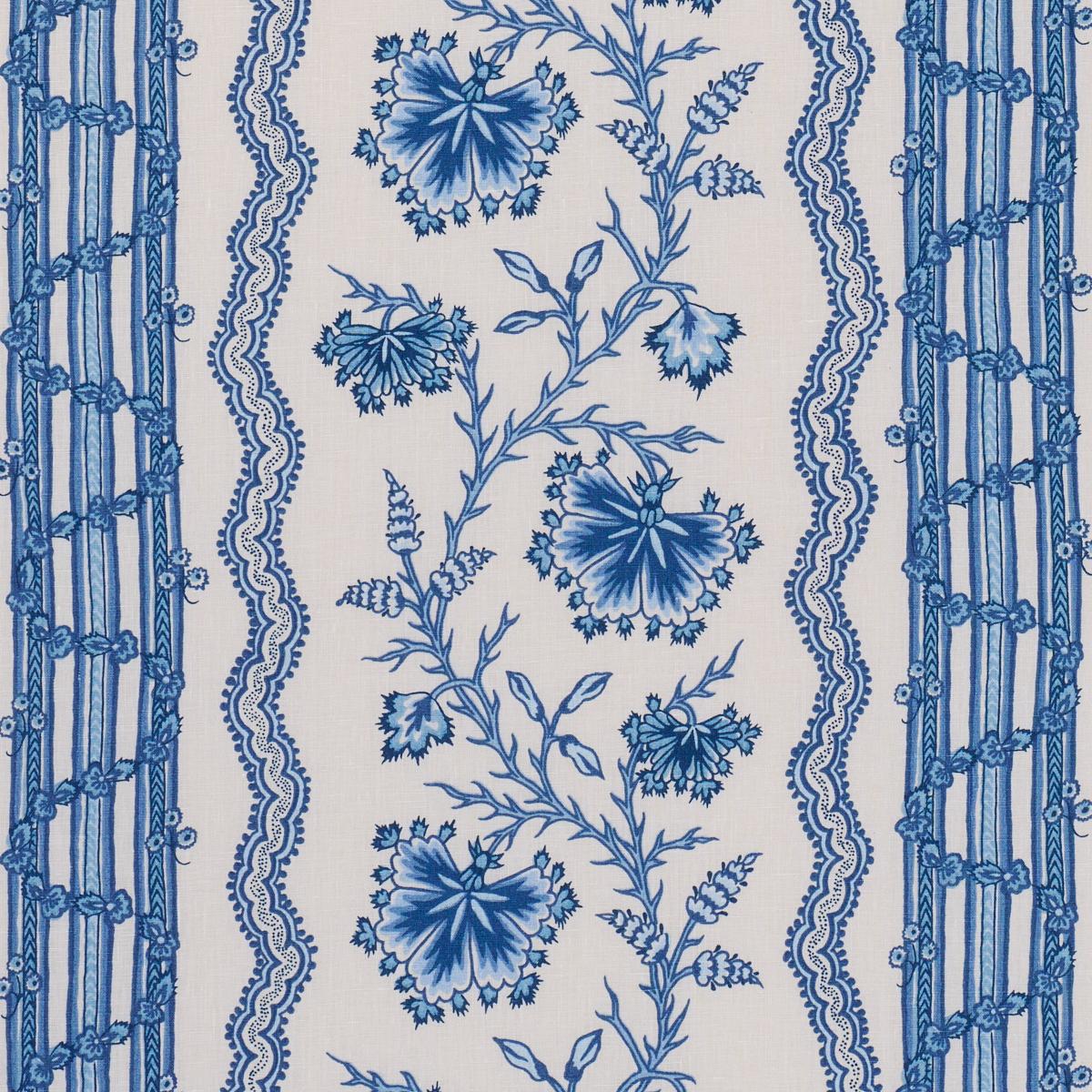Schumacher Parvati Floral Stripe Delft Fabric