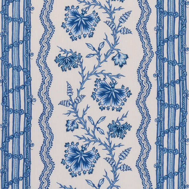 Schumacher Parvati Floral Stripe Delft Fabric