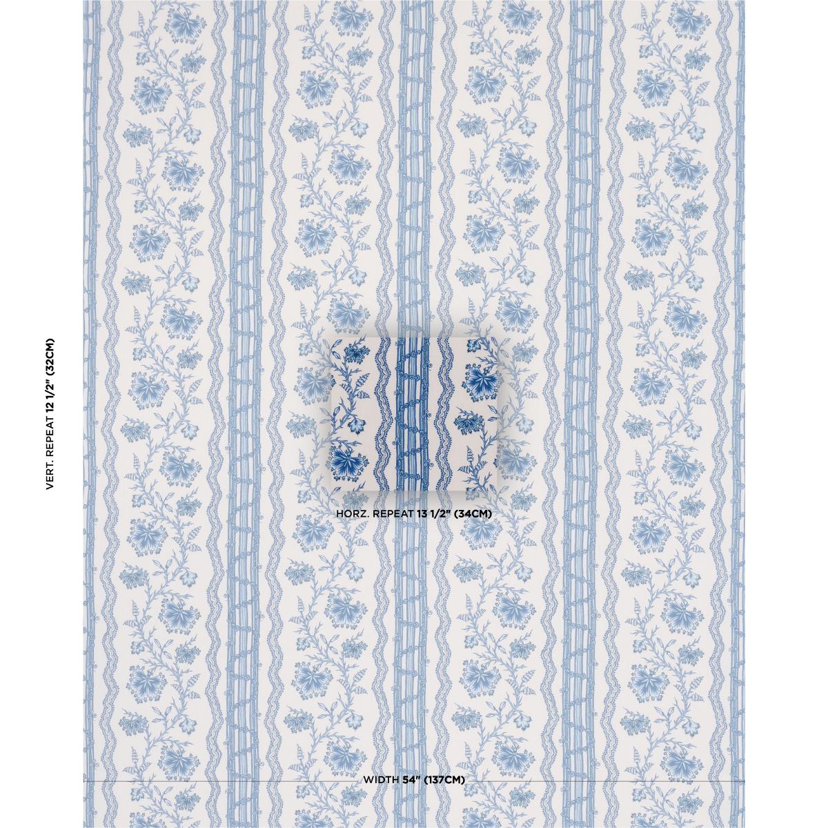 Schumacher Parvati Floral Stripe Delft Fabric – DecoratorsBest
