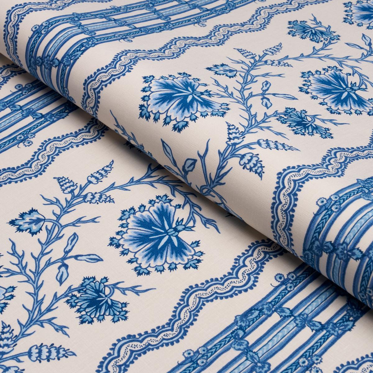 Schumacher Parvati Floral Stripe Delft Fabric