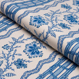 Schumacher Parvati Floral Stripe Delft Fabric