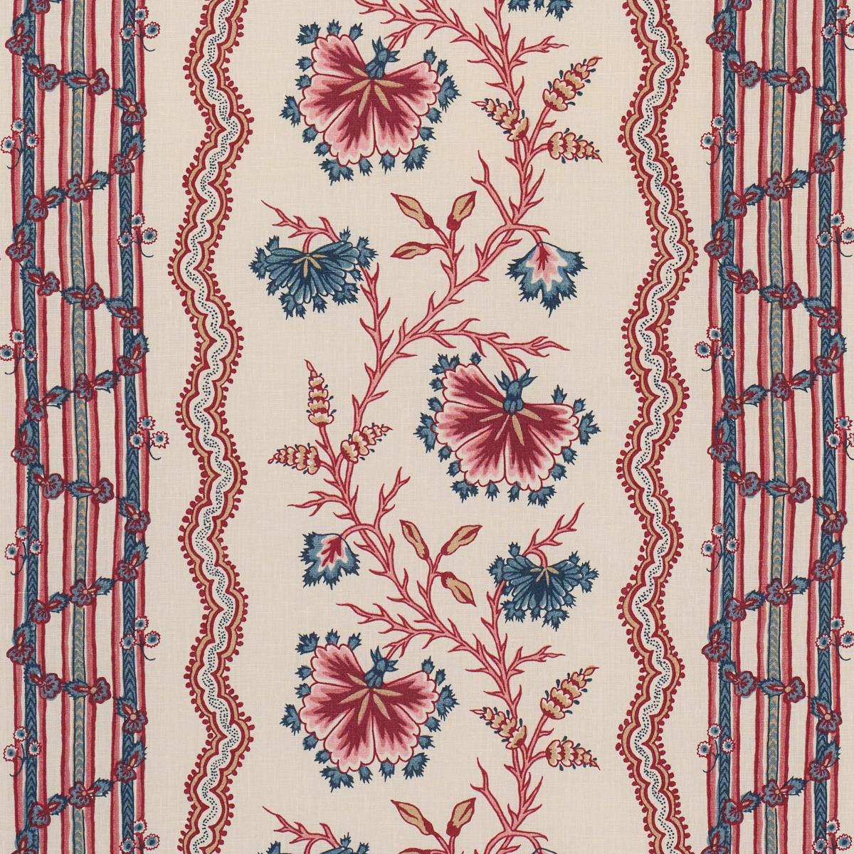 Schumacher Parvati Floral Stripe Vermilion Fabric