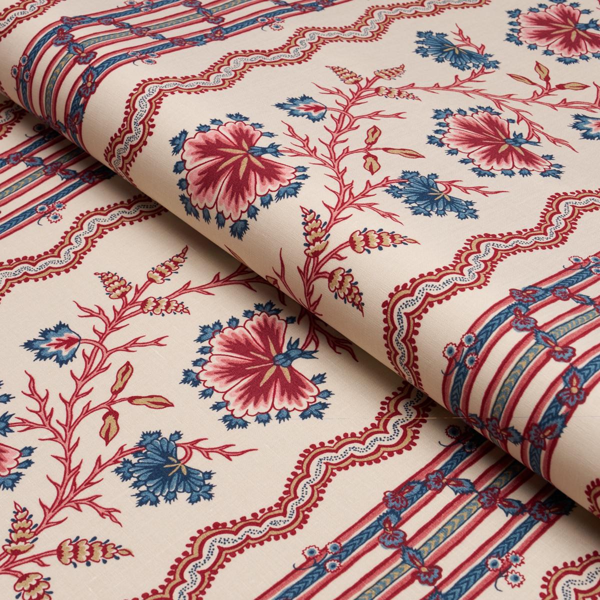 Schumacher Parvati Floral Stripe Vermilion Fabric