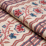 Schumacher Parvati Floral Stripe Vermilion Fabric