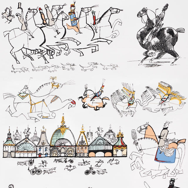 Schumacher Horses Multi On White Wallpaper