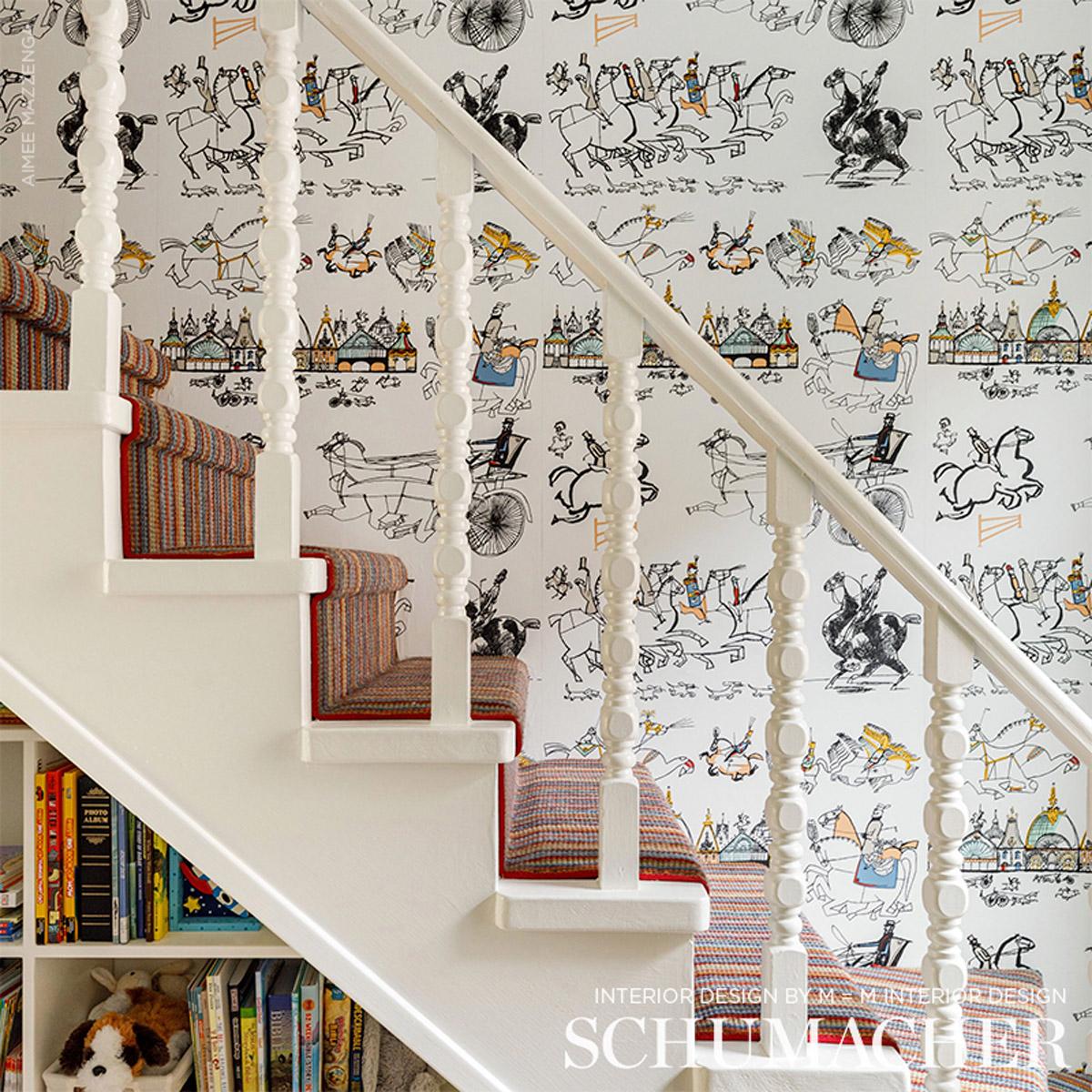 Schumacher Horses Multi On White Wallpaper